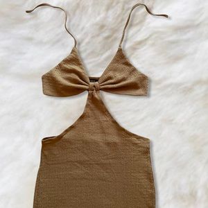 Tan Cut Out Maxi Dress